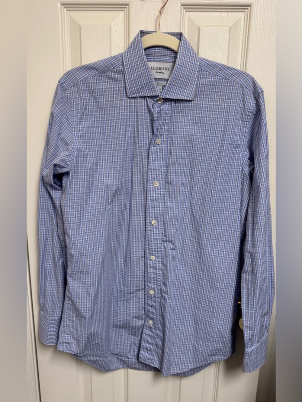 Ledbury Slim-Fit Blue Windowpane Dress Shirt